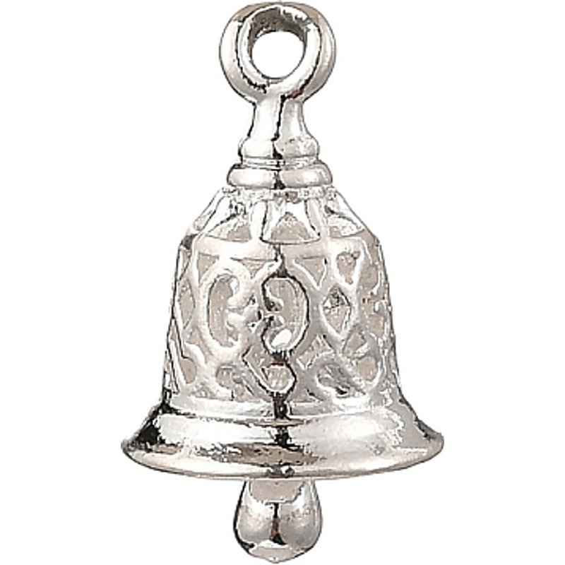 Brass Bell Charms Pendants in Silver, 17.5x9.5mm — Charms & Pendants