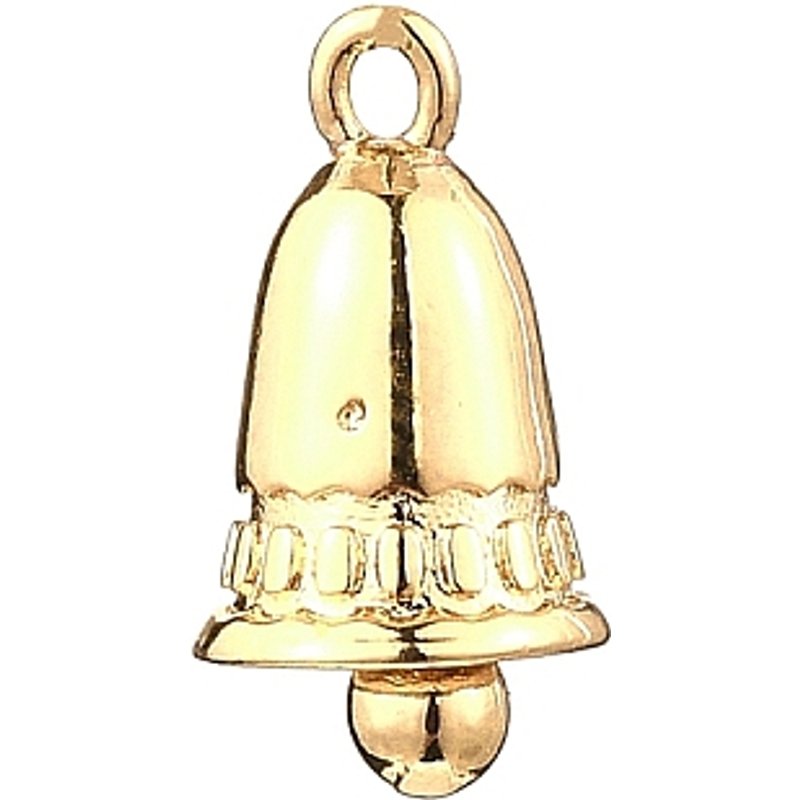 Brass Bell Charms, Real 14K Gold Plated, 14x7mm — Charms & Pendants