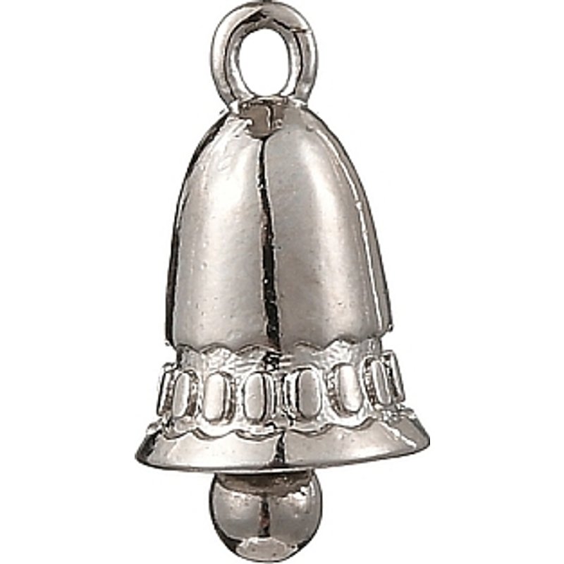 Brass Bell Charms, Silver Finish, 14x7mm, 1mm Hole — Charms & Pendants