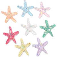 Transparent Resin Cabochon with Paillette and Starfish