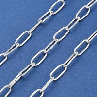 Chaîne en Argent Sterling 925 avec Liens en Forme de Papiers