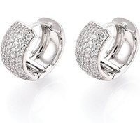 Brass Micro Pave Clear Cubic Zirconia Hoop Earrings, Platinum Plated — Hoop Earrings