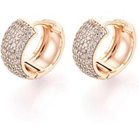 Brass Micro Pave Clear Cubic Zirconia Hoop Earrings, 18K Gold Plated — Hoop Earrings