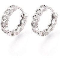 Brass Micro Pave Clear Cubic Zirconia Hexagon Hoop Earrings — Hoop Earrings
