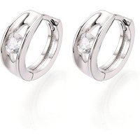 Brass Micro Pave Clear Cubic Zirconia Hoop Earrings, Platinum Plated — Hoop Earrings