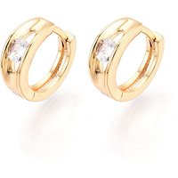 Brass Micro Pave Clear Cubic Zirconia Hoop Earrings, 18K Gold Plated