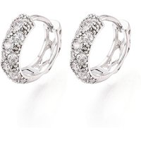 Brass Micro Pave Clear Cubic Zirconia Hoop Earrings — Hoop Earrings