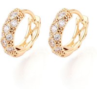 Brass Micro Pave Clear Cubic Zirconia Hoop Earrings, 18K Gold Plated — Hoop Earrings