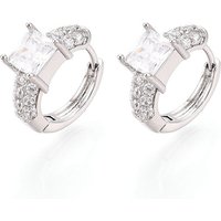 Brass Micro Pave Clear Cubic Zirconia Square Hoop Earrings — Hoop Earrings