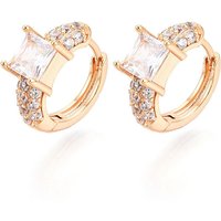 Brass Micro Pave Clear Cubic Zirconia Square Hoop Earrings — Hoop Earrings