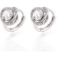 Brass Micro Pave Clear Cubic Zirconia Flower Hoop Earrings — Hoop Earrings