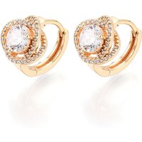 Brass Micro Pave Clear Cubic Zirconia Flower Hoop Earrings — Hoop Earrings