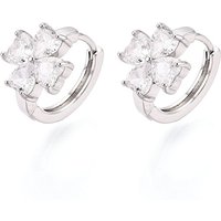 Brass Micro Pave Clear Cubic Zirconia Clover Hoop Earrings — Hoop Earrings