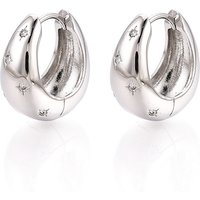 Boucles d'oreilles créoles en laiton avec zircon cubique clair — Boucles d'oreilles créoles