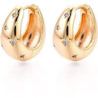 Boucles d'oreilles créoles en laiton avec zircon cubique clair — Boucles d'oreilles créoles