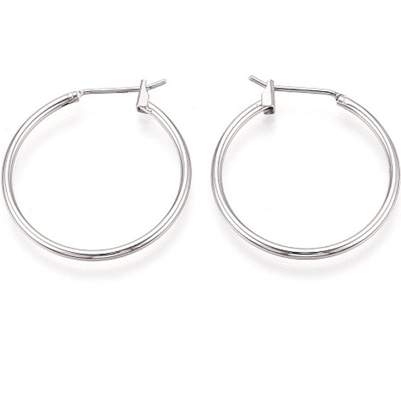 Boucles d'oreilles créoles en acier inoxydable 304 avec accents en laiton et plaquage en platine — Boucles d'oreilles créoles