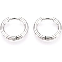 Boucles d'oreilles créoles en acier inoxydable 304, couleur acier inoxydable, 16x17x2.5mm — Boucles d'oreilles créoles