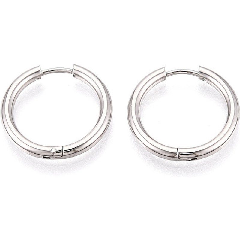 Boucles d'oreilles créoles en acier inoxydable 304 couleur acier — Boucles d'oreilles créoles