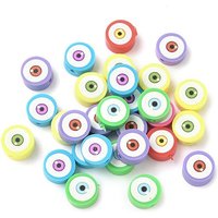 Perles en Argile Polymère Fait Main, Ronde Plate, Couleurs Mélangées — Perles à bijoux