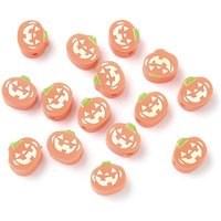 Perles en argile polymère faites à la main, citrouille Halloween, 8x9x5mm