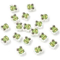 Perles en Argile Polymère Fait Main, Grenouille, Verte, 9x7x6mm, Trou: 1.6mm