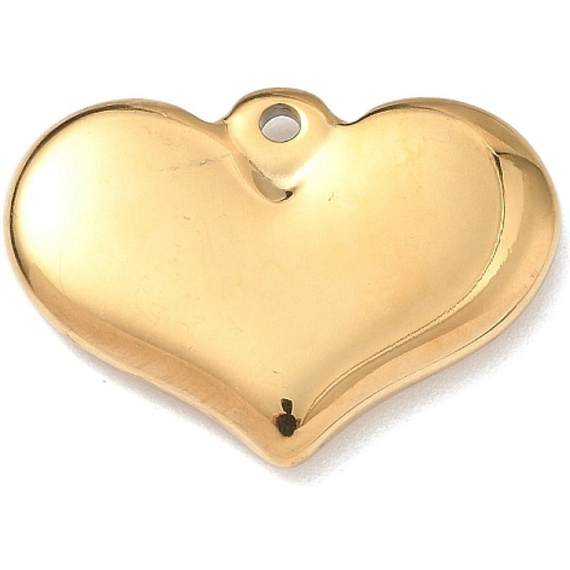 304 Stainless Steel Heart Pendant with Ion Plating, Golden — Charms & Pendants
