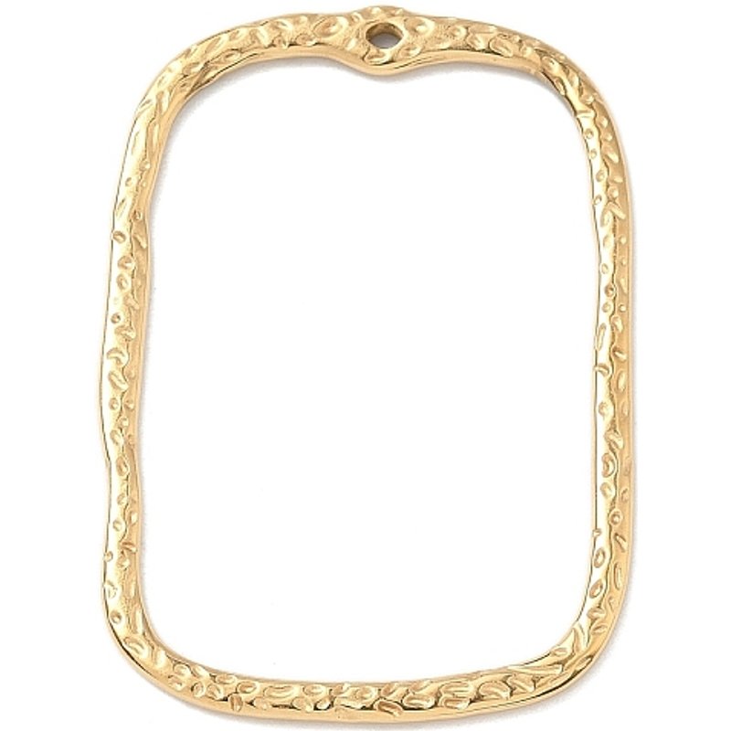 Pendentif Rectangulaire en Acier Inoxydable 304, Doré, 46x32x2mm — Breloques et pendentifs