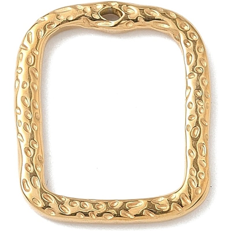 Pendants rectangulaires en acier inoxydable 304, dorés, 20x17x2mm — Breloques et pendentifs