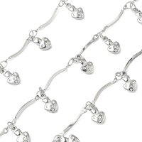 304 Stainless Steel Bar Link Chains with Heart Charms and Spool — Chains, Wire & Cord