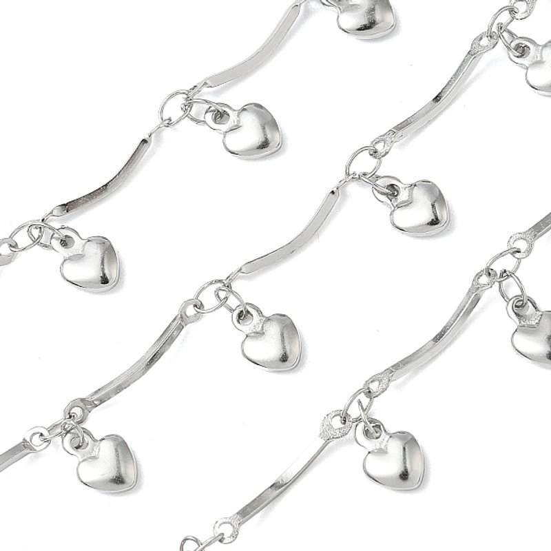 Chaînes en acier inoxydable 304 avec pendentifs en forme de cœur et bobine