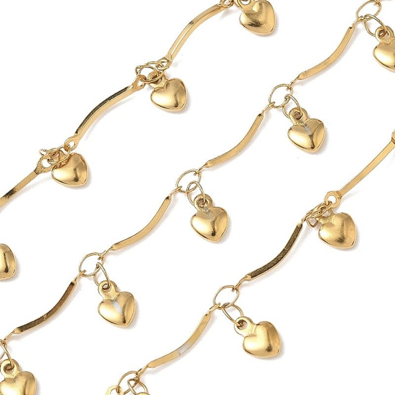 Chaînes en acier inoxydable 304 avec pendentifs en forme de cœur et bobine — Chaînes, fils et cordons