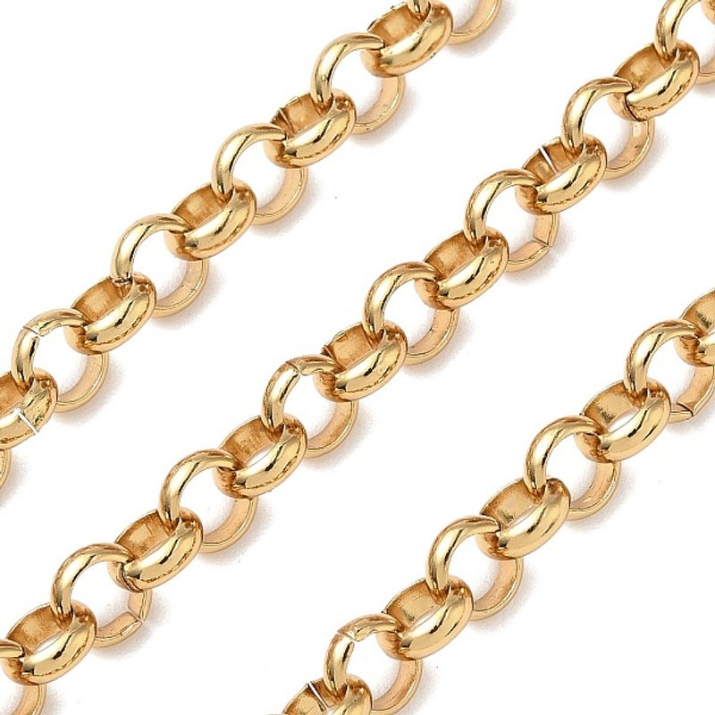 304 Stainless Steel Rolo Chains with Spool, Golden, 6x2mm — Chains, Wire & Cord