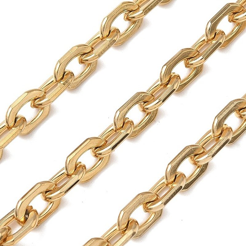 304 Stainless Steel Cable Chains with Spool, Golden, Unwelded — Chains, Wire & Cord