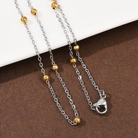 Collier en chaîne à perles rondes de 3MM en acier inoxydable 304 pour femmes — Collier pendentif