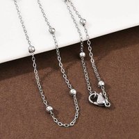 Collier en chaîne à perles rondes de 3MM en acier inoxydable 304 pour femmes — Collier pendentif
