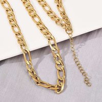 304 Stainless Steel Figaro Chain Necklace for Women, Golden, 17.83 inch