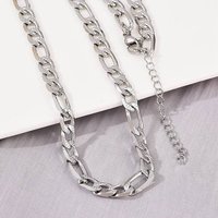 304 Stainless Steel Figaro Chain Necklace for Women, 17.83 inch