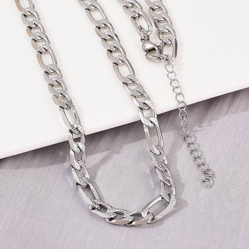 Collier Chaîne Figaro en Acier Inoxydable 304 pour Femmes, 17.83 pouces — Collier pendentif