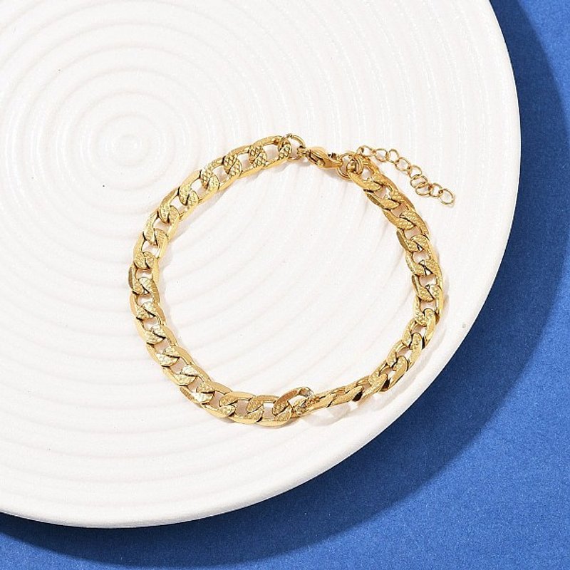 Bracelet Curb en Acier Inoxydable Doré pour Femmes — Bracelet Femme
