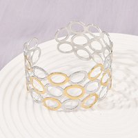 Bracelet Cuff Ovale en Acier Inoxydable 304 pour Femmes, Couleur Dorée — Bracelet Femme