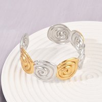 Bracelet Cuff Vortex en Acier Inoxydable 304 pour Femmes, Couleur Dorée et Acier — Bracelet Femme