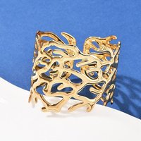 304 Stainless Steel Cuff Bangle for Women, Golden, Branch Design — Bracelet Women