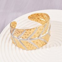 Bracelet Cuff en Acier Inoxydable 304 pour Femmes, Design Feuille — Bracelet Femme