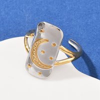 304 Stainless Steel Double Color Cuff Rings - Adjustable 19mm