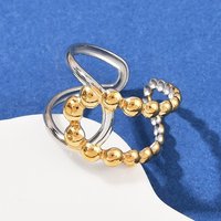 Bague à Manchette Double Couleur Ajustable en Acier Inoxydable 304