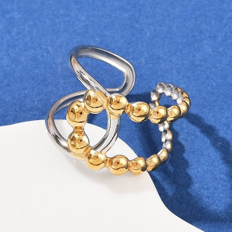 Bague à Manchette Double Couleur Ajustable en Acier Inoxydable 304 — Bijoux fantaisie