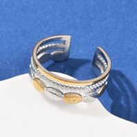 Bagues à Manchettes Double Couleur en Acier Inoxydable 304 - Design Ovale Ajustable — Bijoux fantaisie