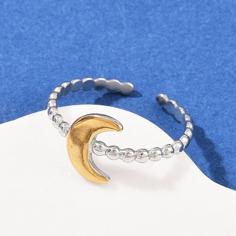 Bagues de poignet double couleur en acier inoxydable 304 - Design lune ajustable — Bijoux fantaisie