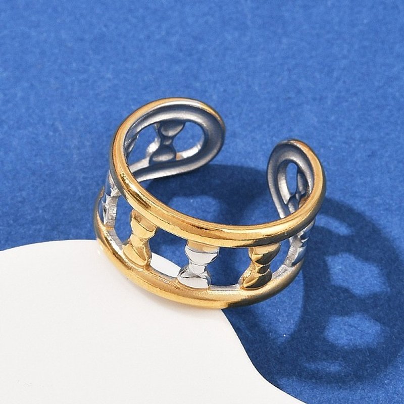 Bagues à Manchette Double Couleur en Acier Inoxydable 304 avec Nœud — Bijoux fantaisie