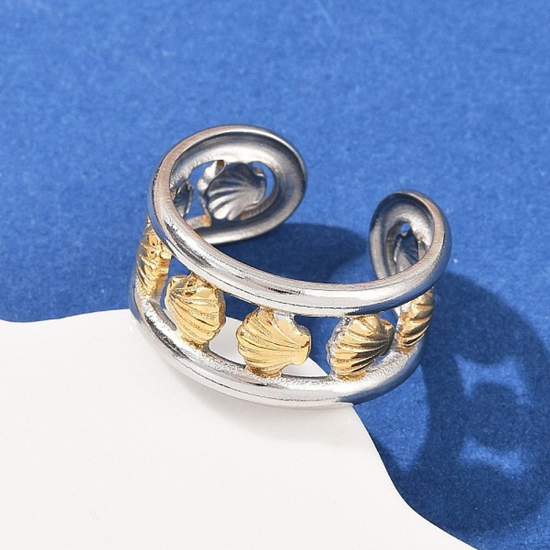 Bandeaux en Acier Inoxydable Double Couleur - Design Coquillage Ajustable — Bijoux fantaisie